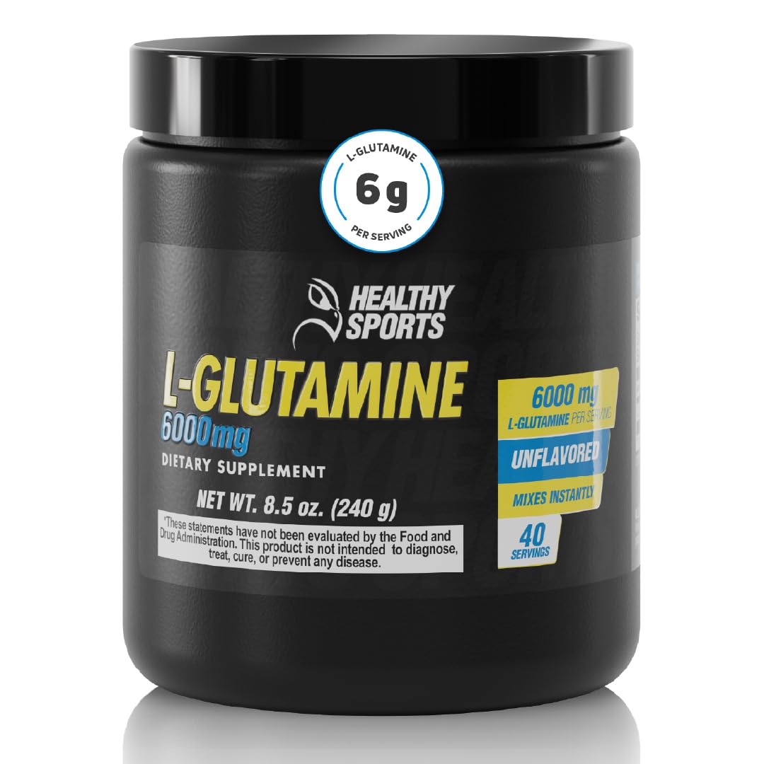 HEALTHY SPORTS L-Glutamine Powder 6000mg Recovery Gut Health 40 Servings