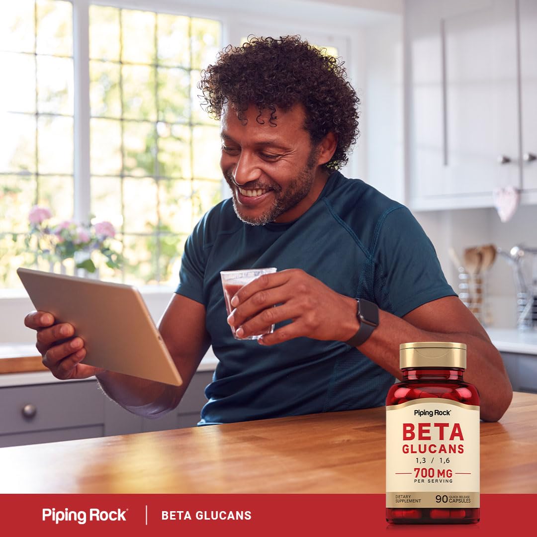 Piping Rock Beta Glucan Supplement 700mg Beta 1,3, 1,6 D Glucan Capsule 90 Count