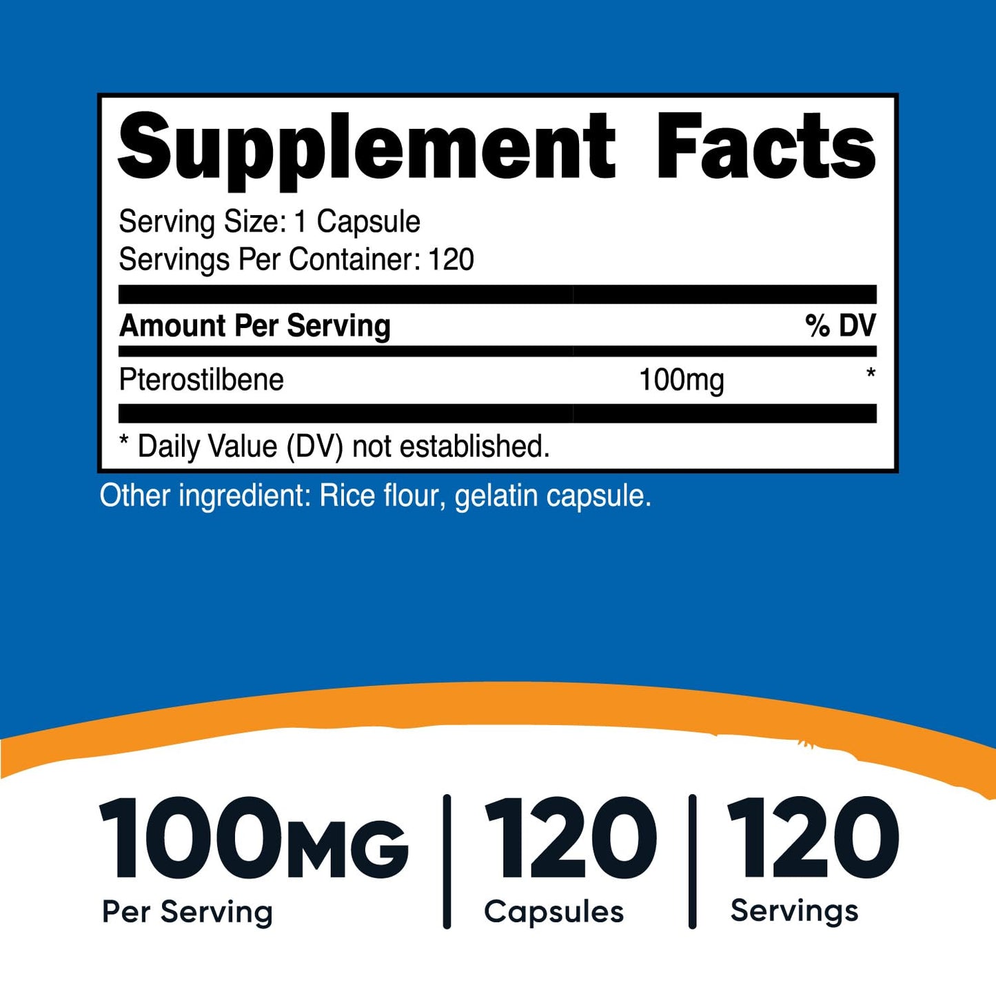Nutricost Pterostilbene 100mg Capsule, 120 Count, Non-GMO, Gluten Free
