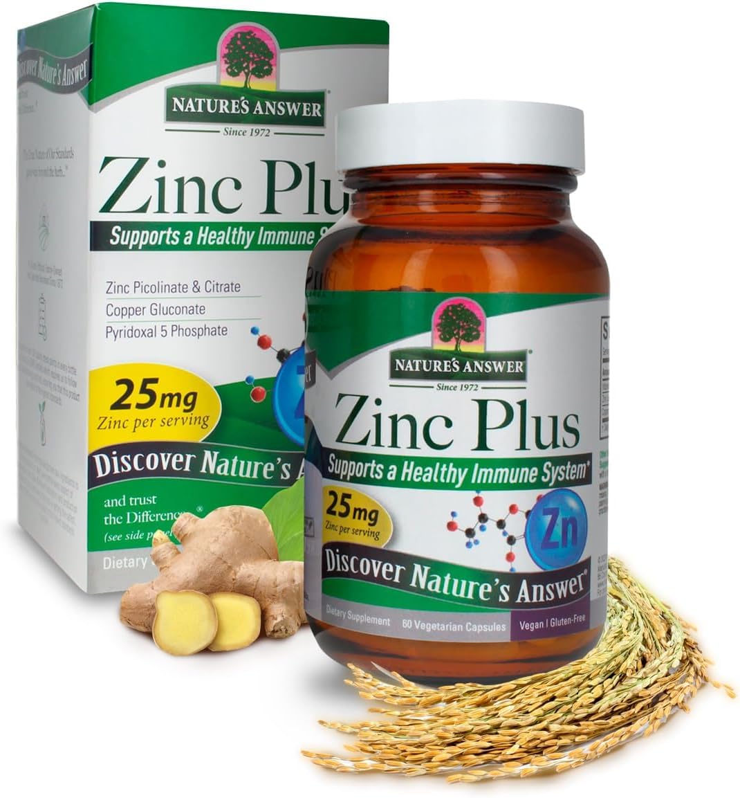 Nature's Answer Zinc Plus + Vitamins for Adults Immune Support with B6 Capsules, 60 Count