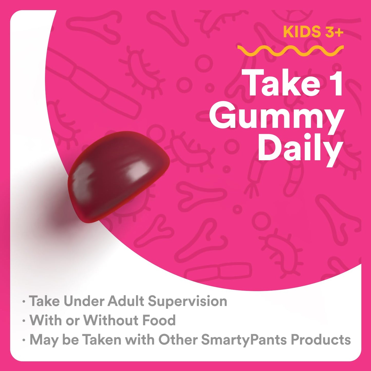 SmartyPants Kids Probiotic Gummies for Digestive Health 2 Billion CFU Gut Health and Immune Support, Clinically Studied Probiotic, Gluten Free, Grape, 1 Count