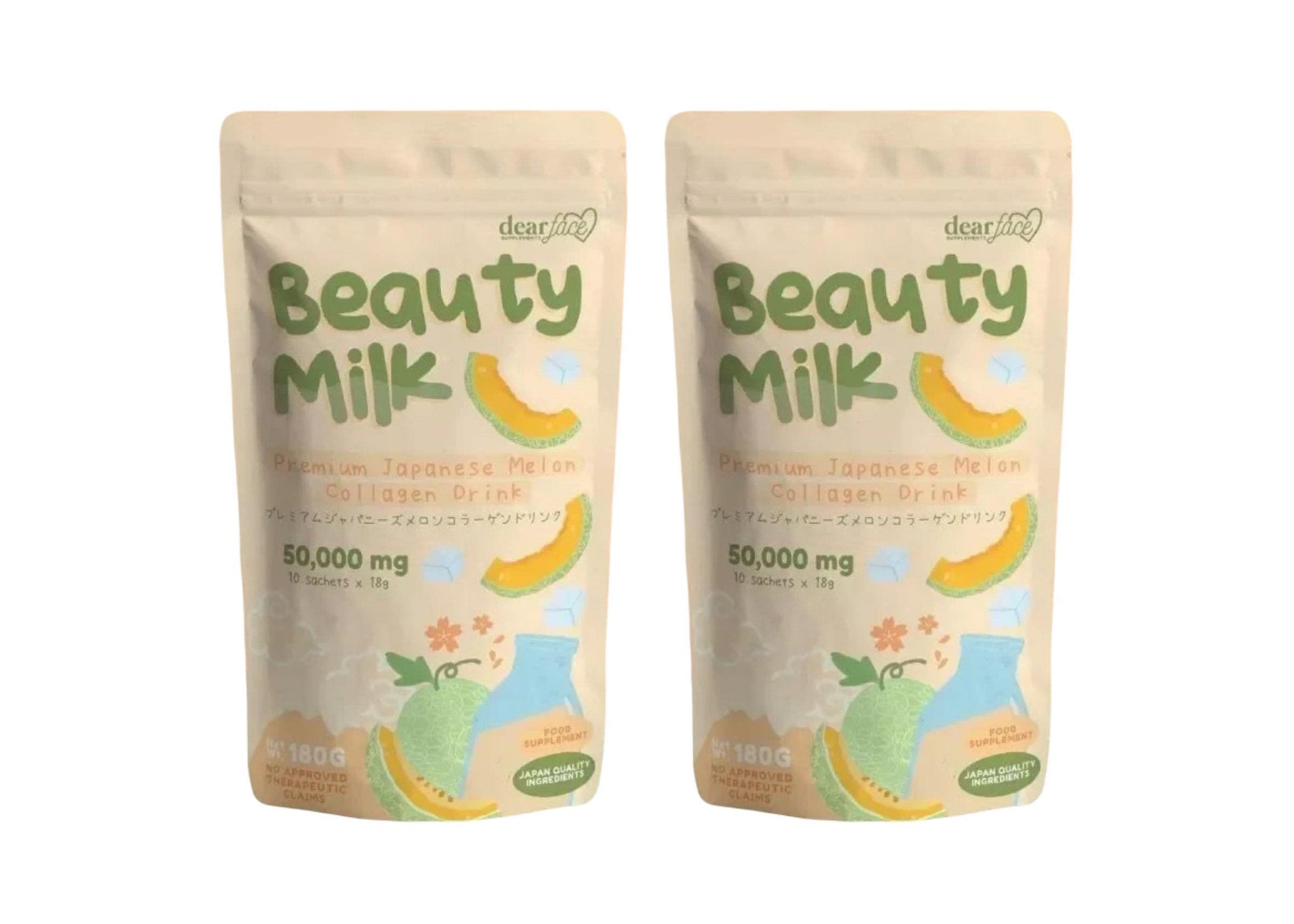 Dear Face Beauty Milk Japanese Collagen Melon Drink Powder 12.6 oz 50,000mg Hydrolyzed Collagen
