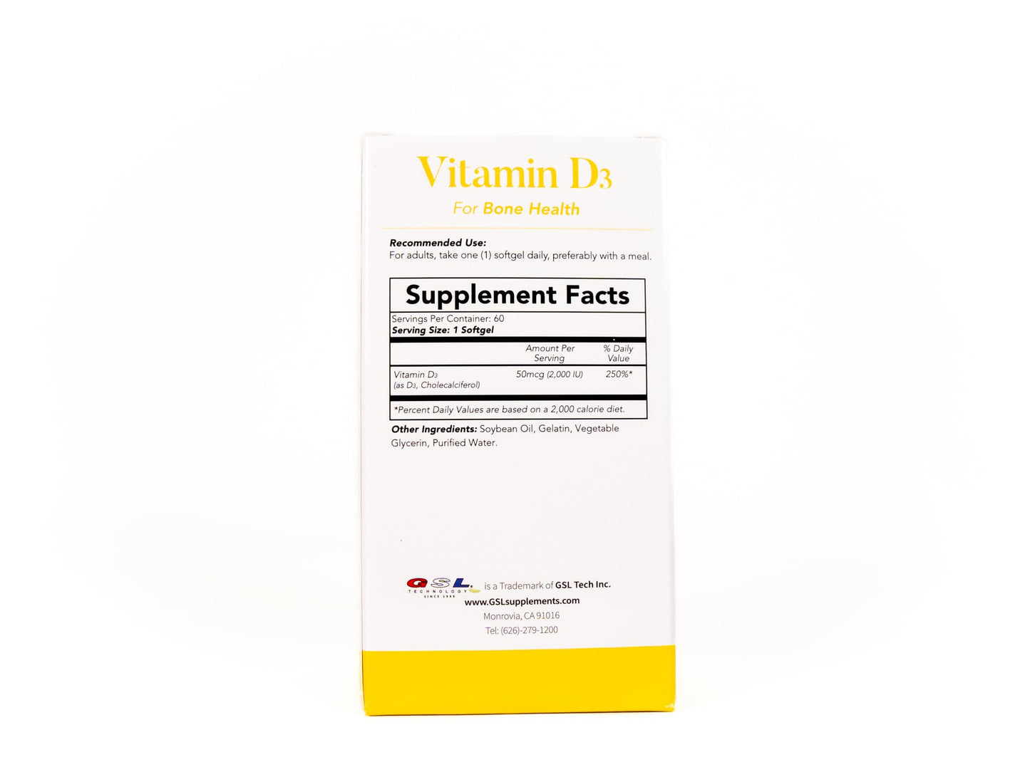 GSL Technology Vitamin D3 Softgel 60 Softgels