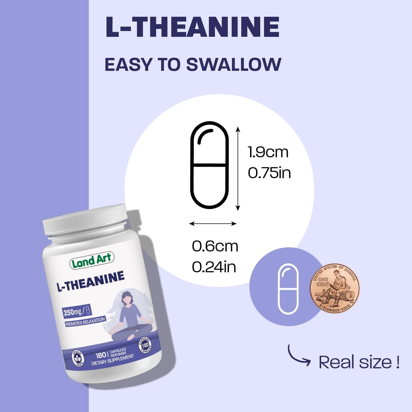 Land Art L-Theanine 250mg Softgels, 180 Count
