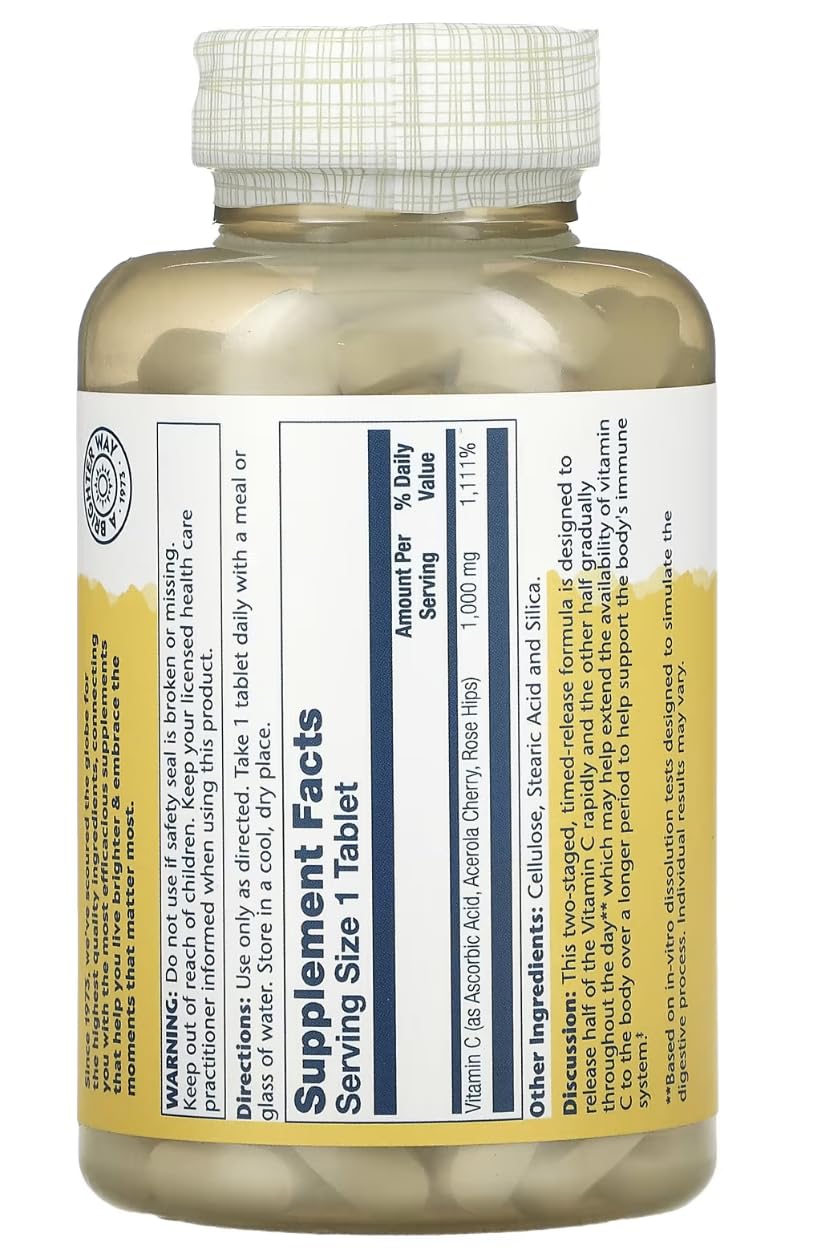Solaray Timed Release Vitamin C with Rose Hips & Acerola, 1,000 mg, Capsule, 250