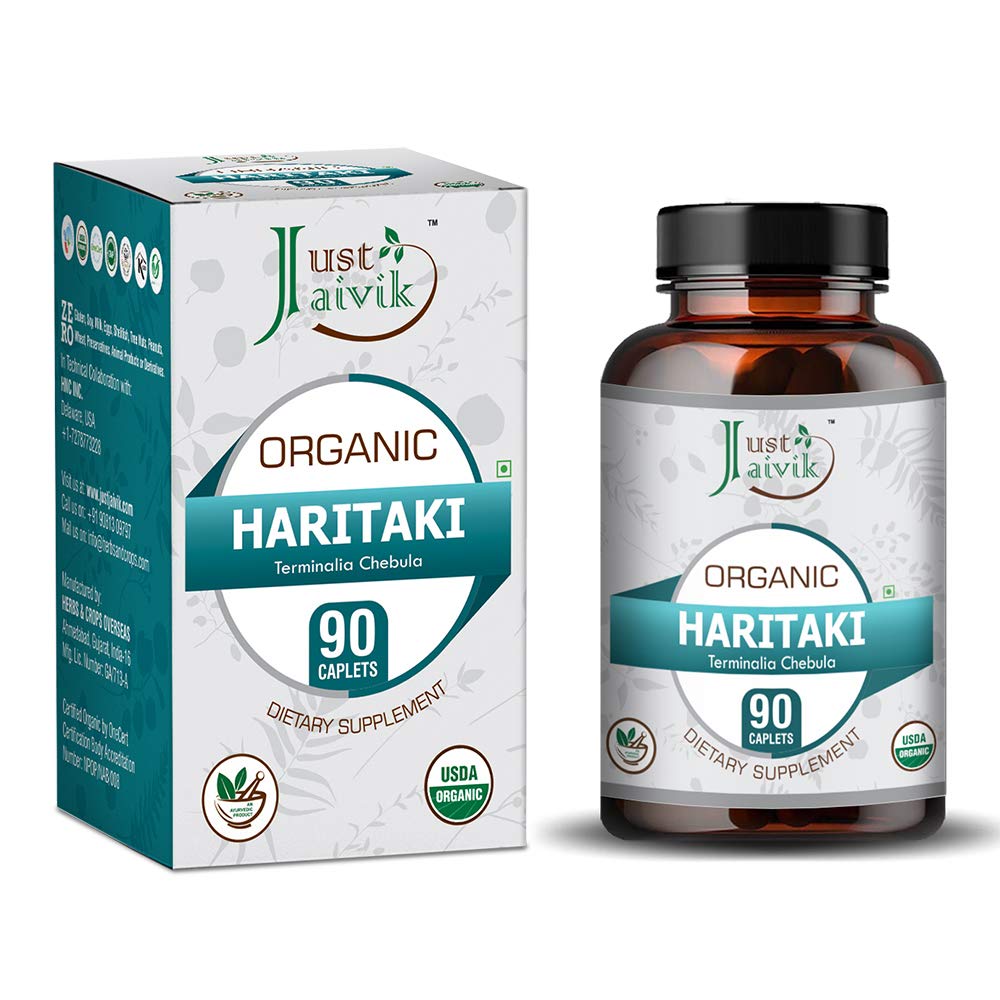 Just Jaivik Organic Haritaki 750mg Tablets, 90 Count