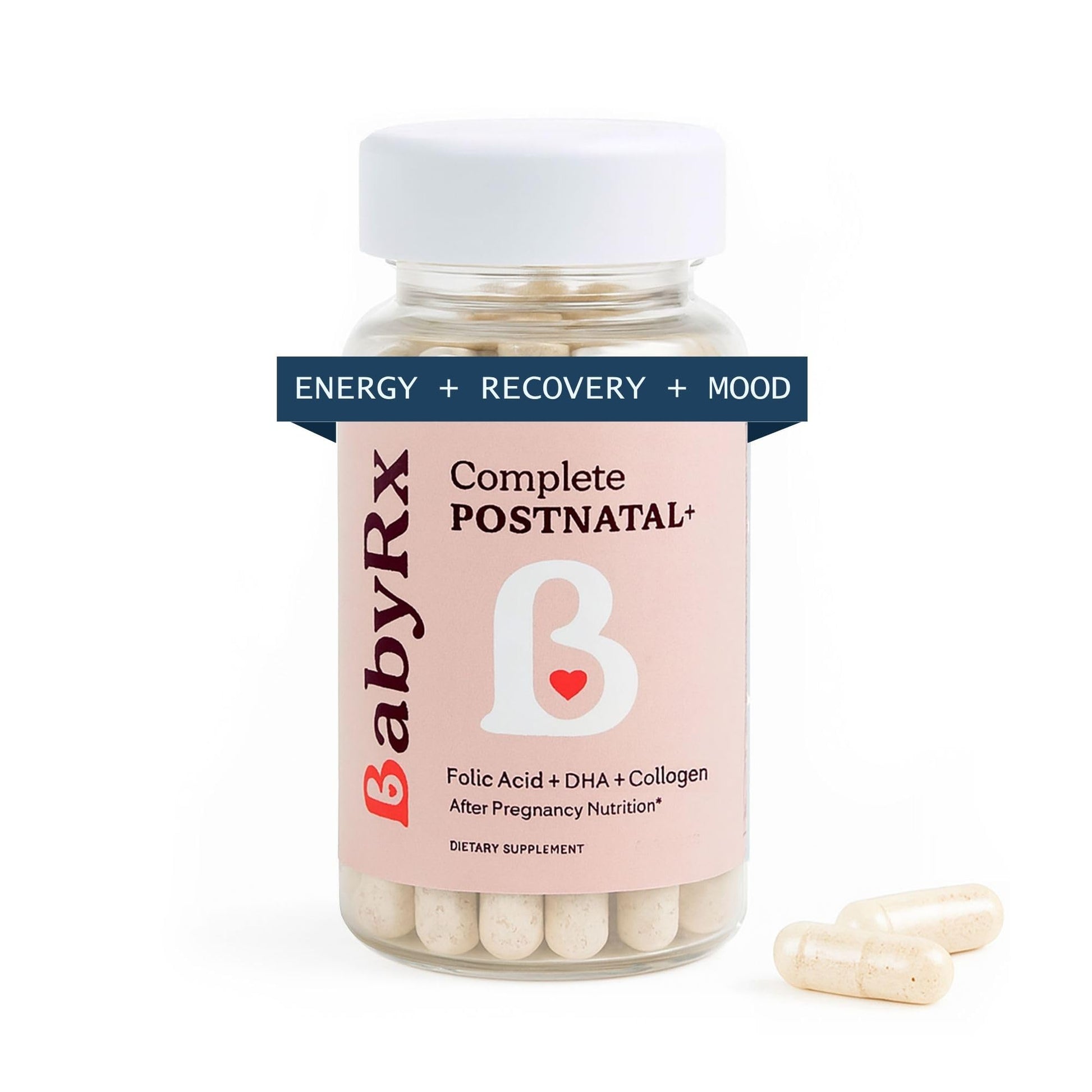 BabyRx Complete Postnatal+ Postnatal Vitamins with Omega-3 DHA, EPA, Collagen, Folate, Iron, 60 Capsules