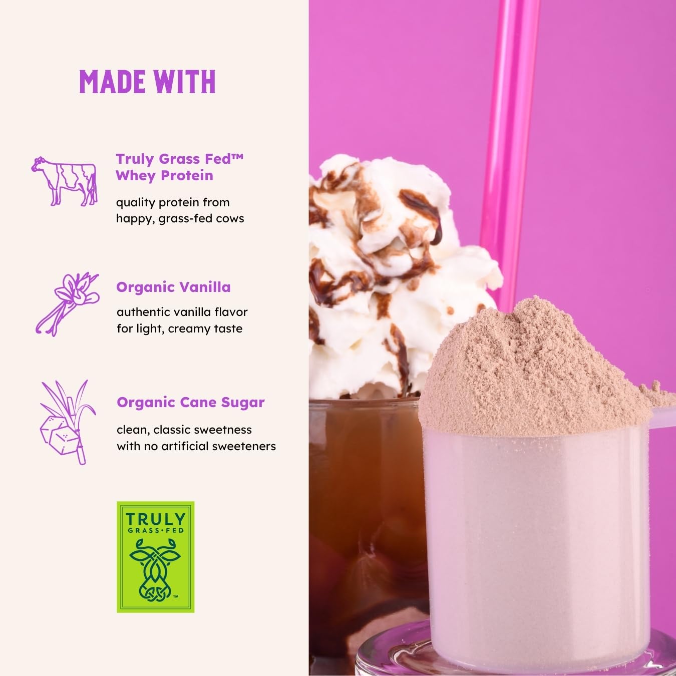 Earth Fed Muscle Classics Chocolate Grass-Fed Whey Protein Powder, 30 Servings