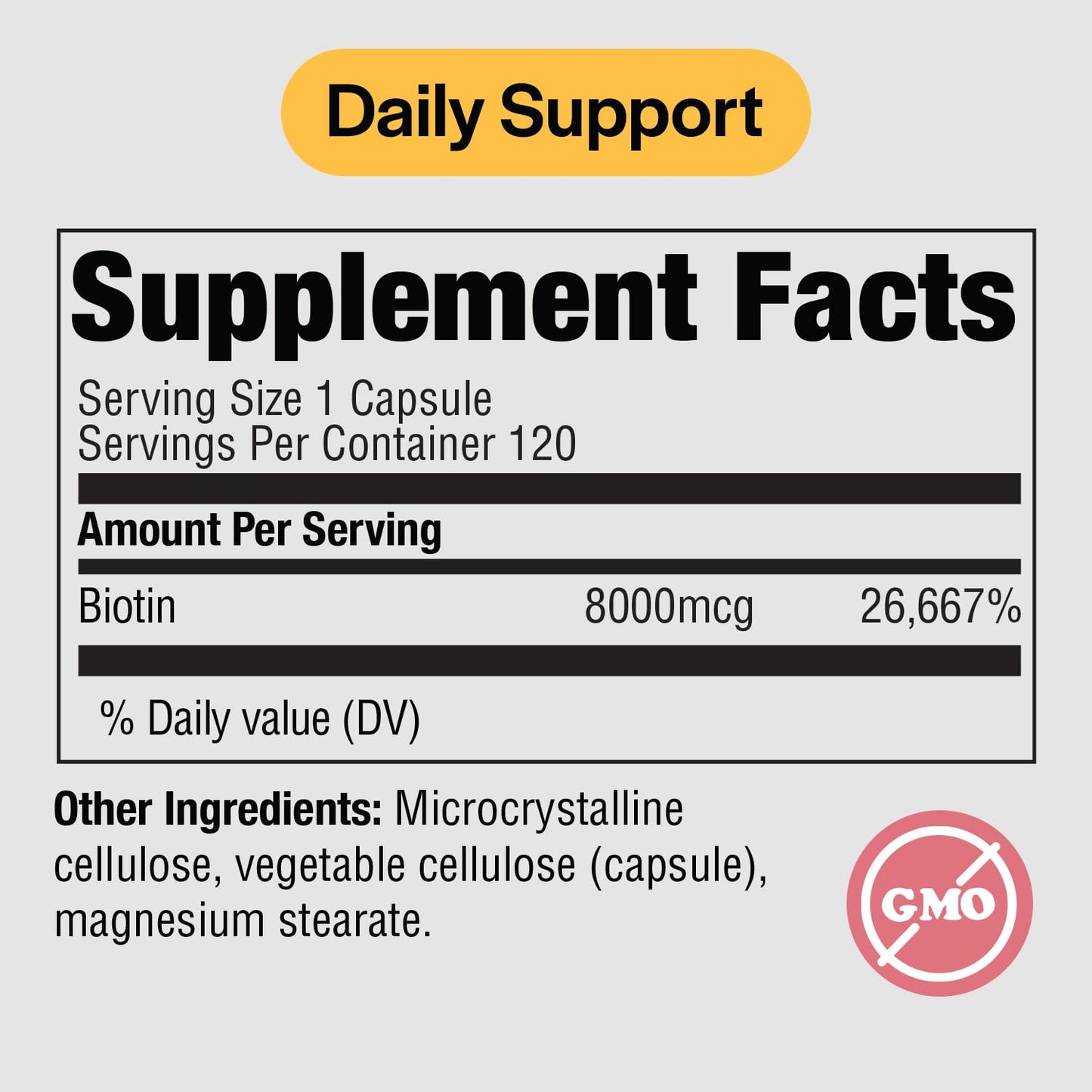 PureFormulas Biotin 8000 mcg Hair Skin Nails Biotin Supplement Biotina, Biotin Hair Growth Vitamins B7 Supplement for Women & Men, 240 Capsules