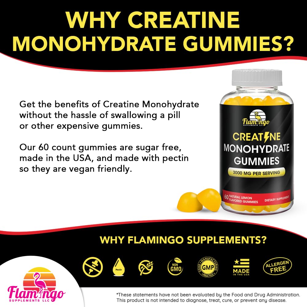 Flamingo Supplements Creatine Monohydrate Gummy 90 Count