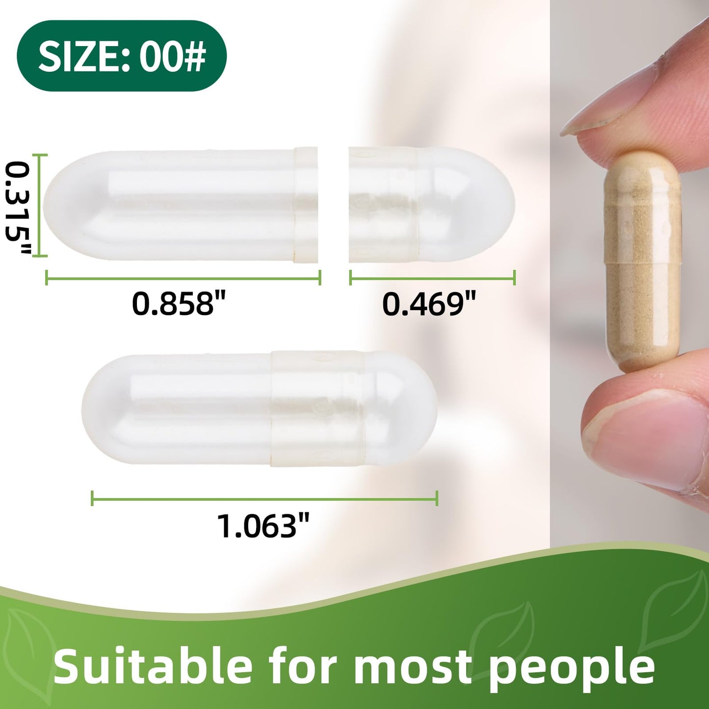 EaccoViigr Gelatin Empty Capsules Size 00, 100 Count