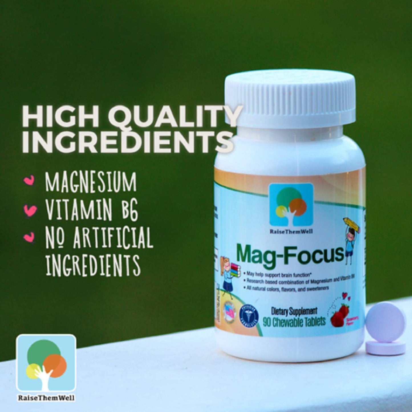 Raise Them Well Magnesium Focus Supplement for Kids Capsule, 90 Count