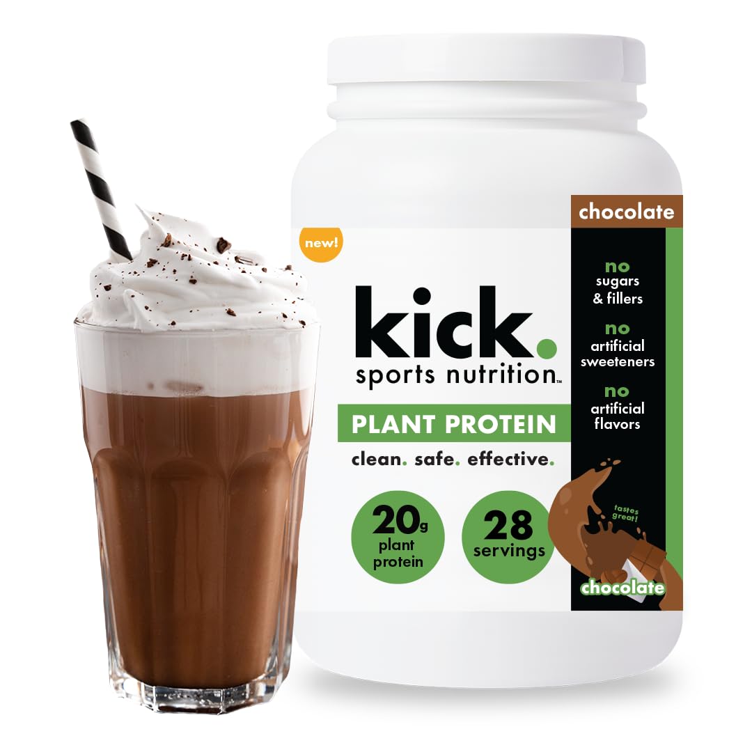 Kick. Sports Nutrition Plant Protein Powder, Chocolate Flavor, Powder, 28 Servings