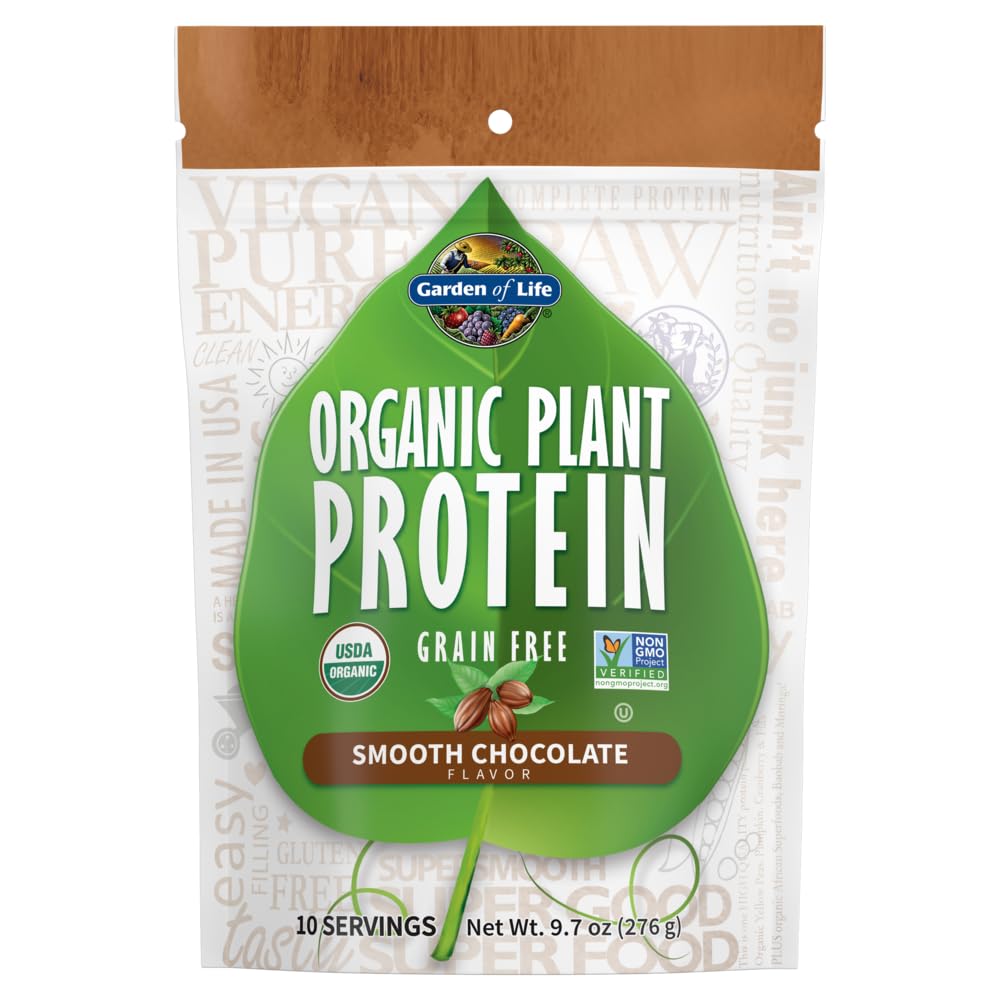 Garden of Life Organic Plant Protein Chocolate Flavor Protein Powder with Probiotics & Enzymes, 10 Servings