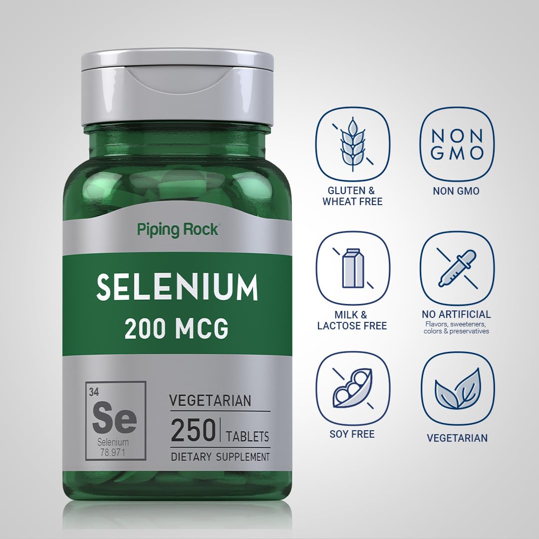 Piping Rock Selenium 200mcg Tablets 250 Count