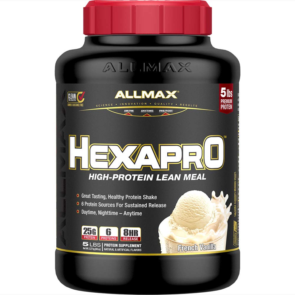 ALLMAX HEXAPRO French Vanilla Whey Protein Powder, 5 lb, 80 Servings