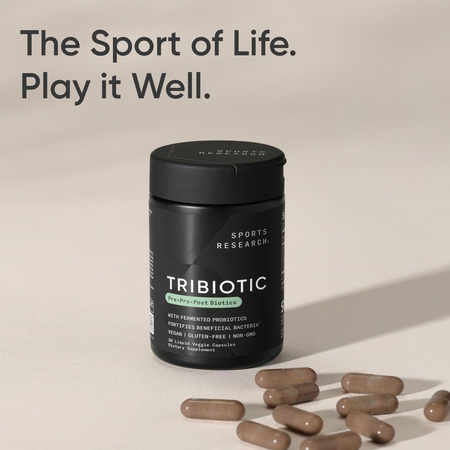 Sports Research Tribiotic 3-in-1 Pre, Prost & Probiotic Capsule 30