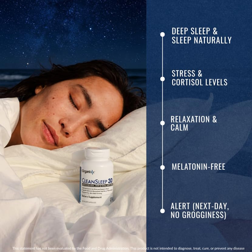 Organixx Clean Sleep 3D Melatonin Free, L-Theanine & GABA Capsule, 30 Count