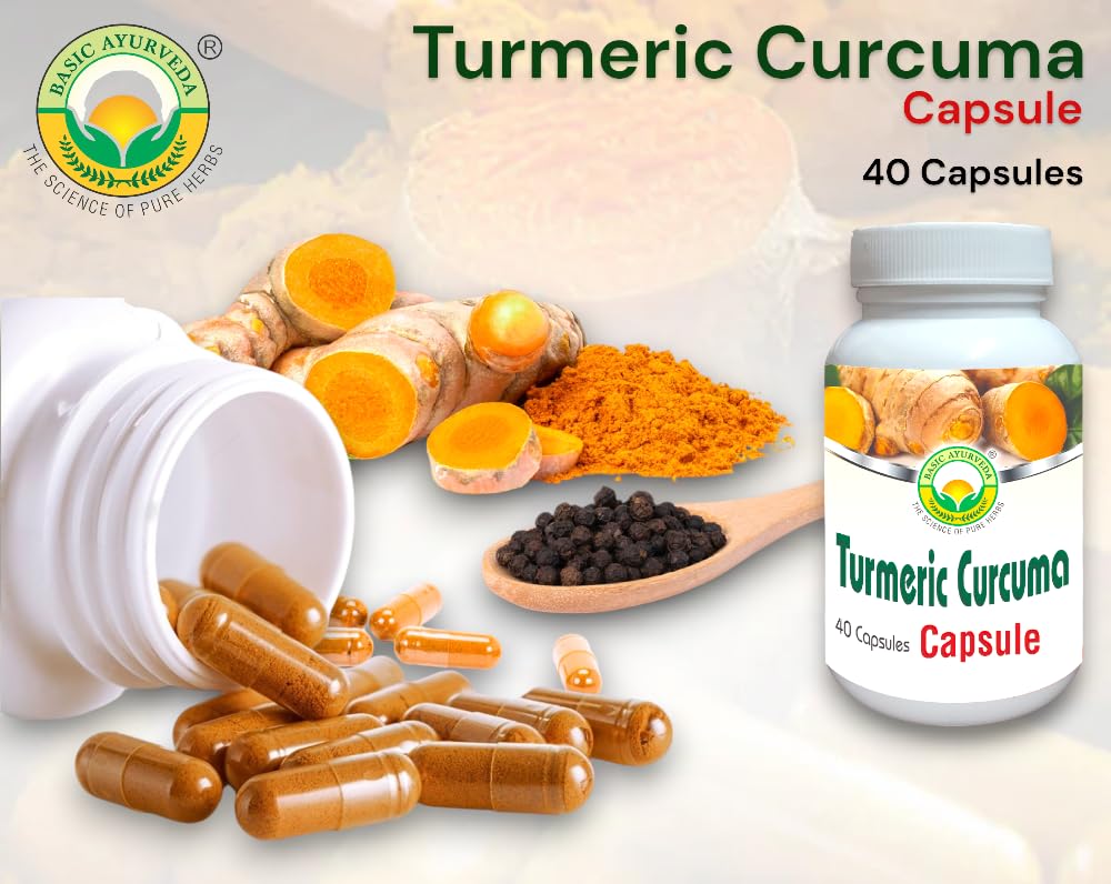 BASIC AYURVEDA Turmeric Curcuma Supplement 460MG+ 40 Capsules