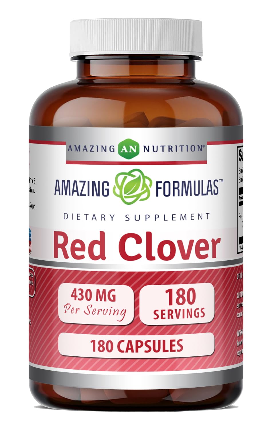 Amazing Nutrition Red Clover 430 Mg Supplement Capsules 180 Count