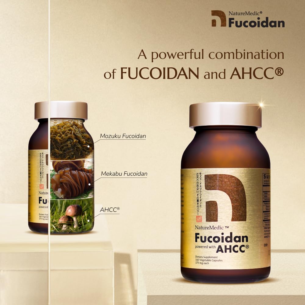 NatureMedic Fucoidan Powered with AHCC Brown Seaweed Immunity Supplement with High Purity Mekabu Mozuku Agaricus, 3520 Capsules