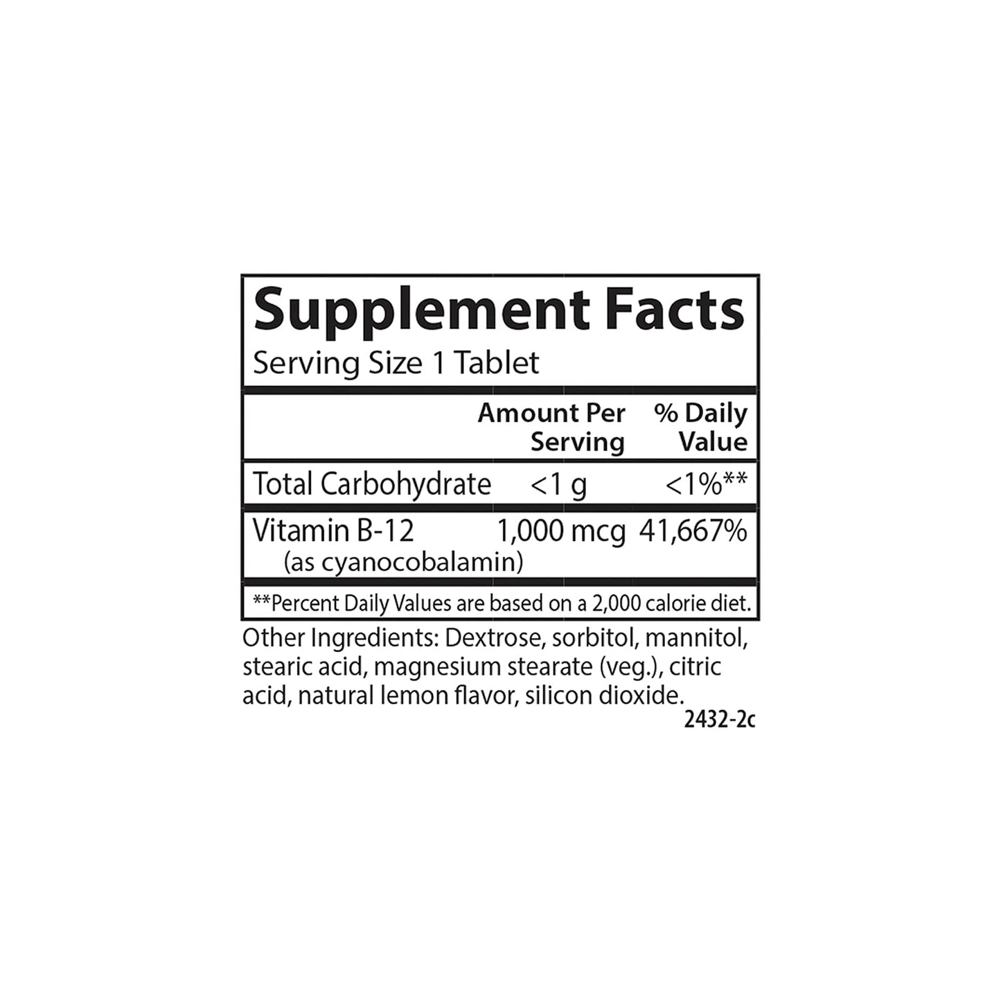 Carlson Vitamin B-12 1000 mcg Tablet, 180 Tablets