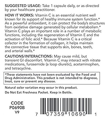 Protocol for Life Balance C-1000 + BioFl Vitamin C with Bioflavonoids Capsules, 120 Capsules