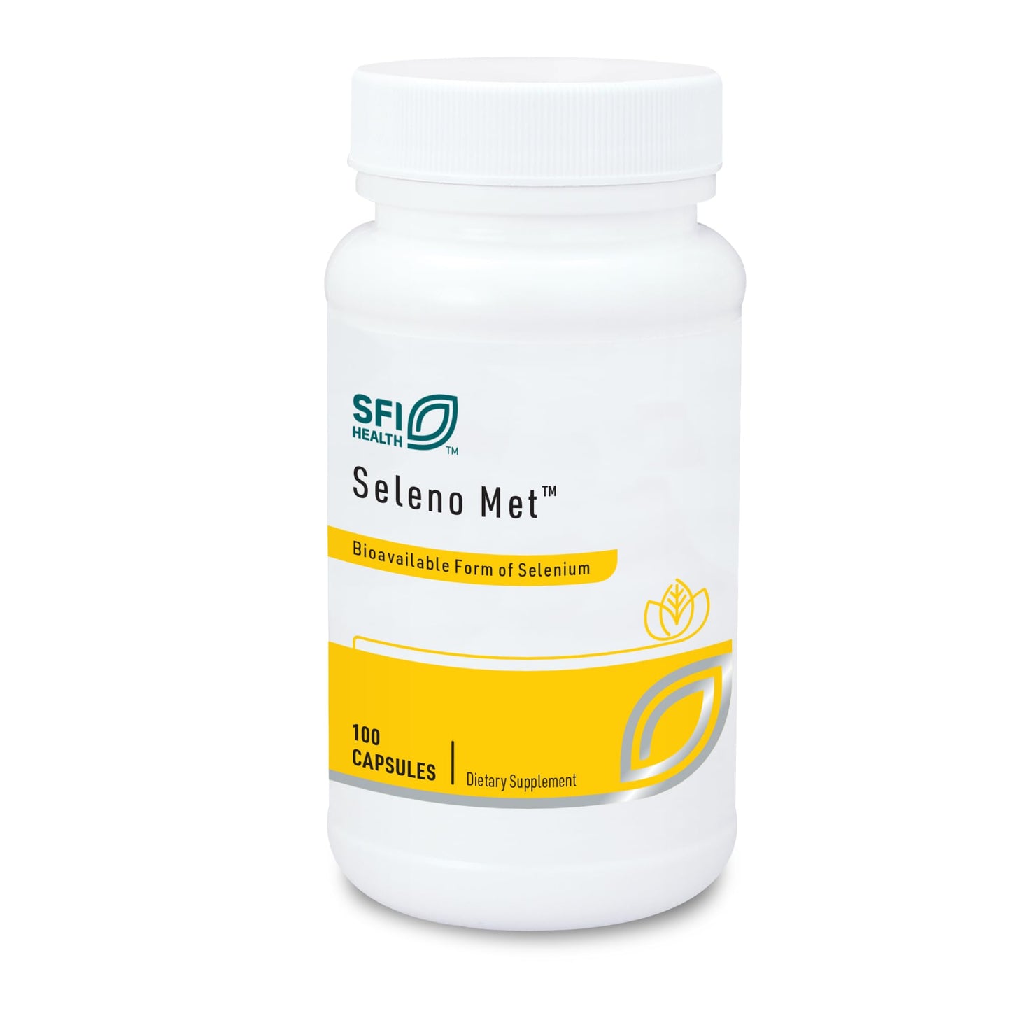 SFI Health Seleno Met Capsules, 200 mg Selenium as Hypoallergenic Selenomethionine, Bioavailable Antioxidant Support, No Yeast, Dairy & Gluten-Free, 100 Capsules