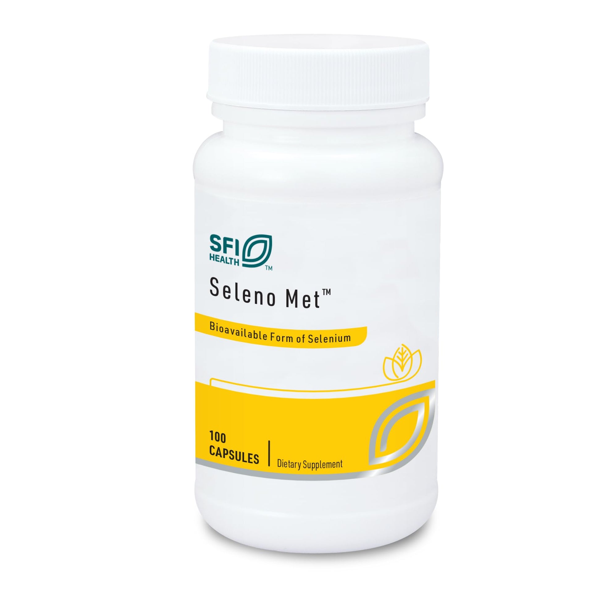 SFI Health Seleno Met Capsules, 200 mg Selenium as Hypoallergenic Selenomethionine, Bioavailable Antioxidant Support, No Yeast, Dairy & Gluten-Free, 100 Capsules