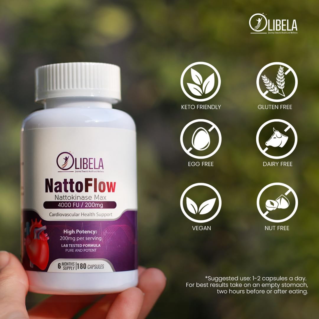 OLIBELA Nattokinase 4000 FU Capsules, 180 Capsules, Non-GMO, Vegan