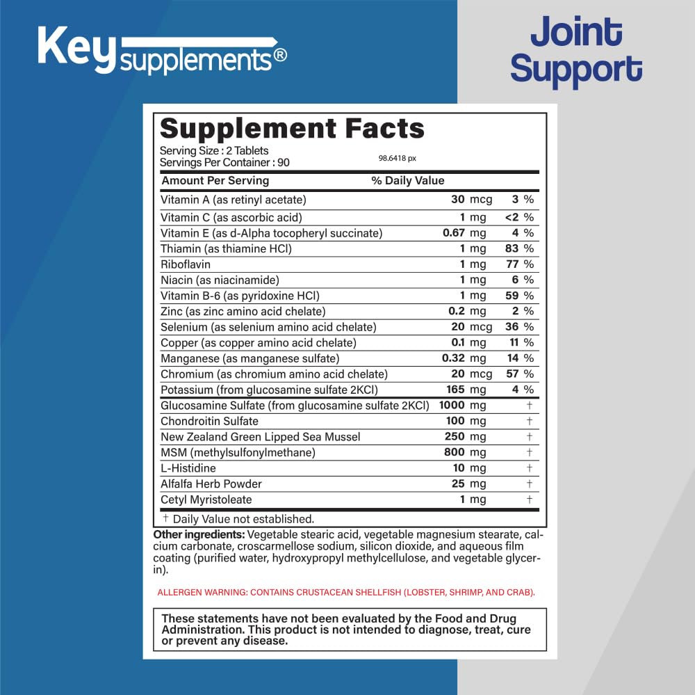 Keysupplement Joint Support Glucosamine & Chondroitin, 180 Tablets
