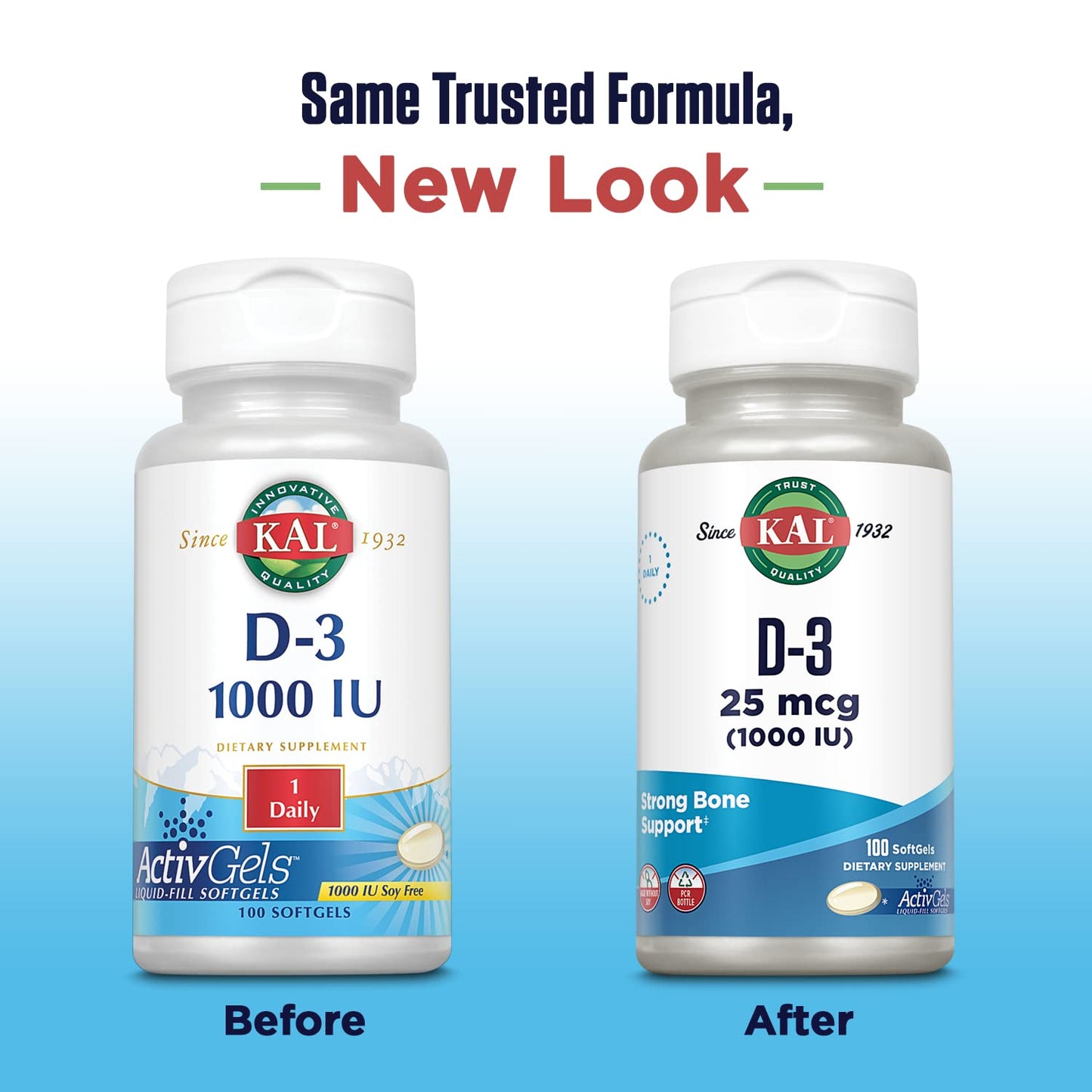 KAL Vitamin D3 1000 IU Softgels, 100 Count
