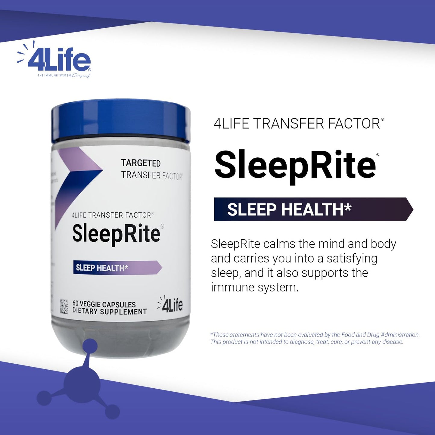 4Life Transfer Factor SleepRite Sleep Support with Melatonin Capsule, 60 Capsules