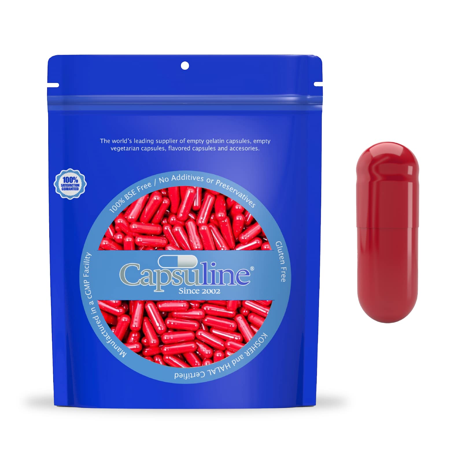 Capsuline Size 0 Red Empty Gelatin Capsules Capsule 1000 Count