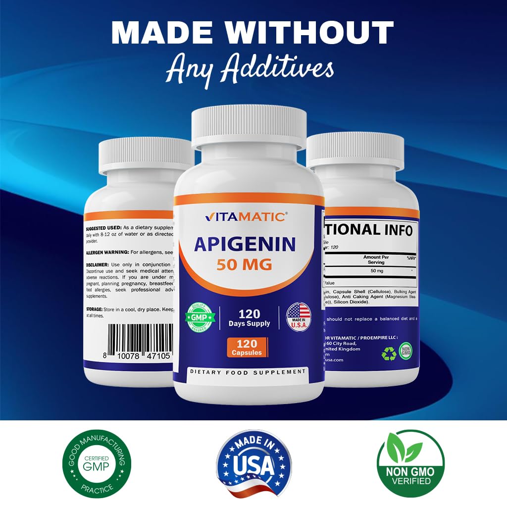 Vitamatic Apigenin 50mg Capsules 240 Count