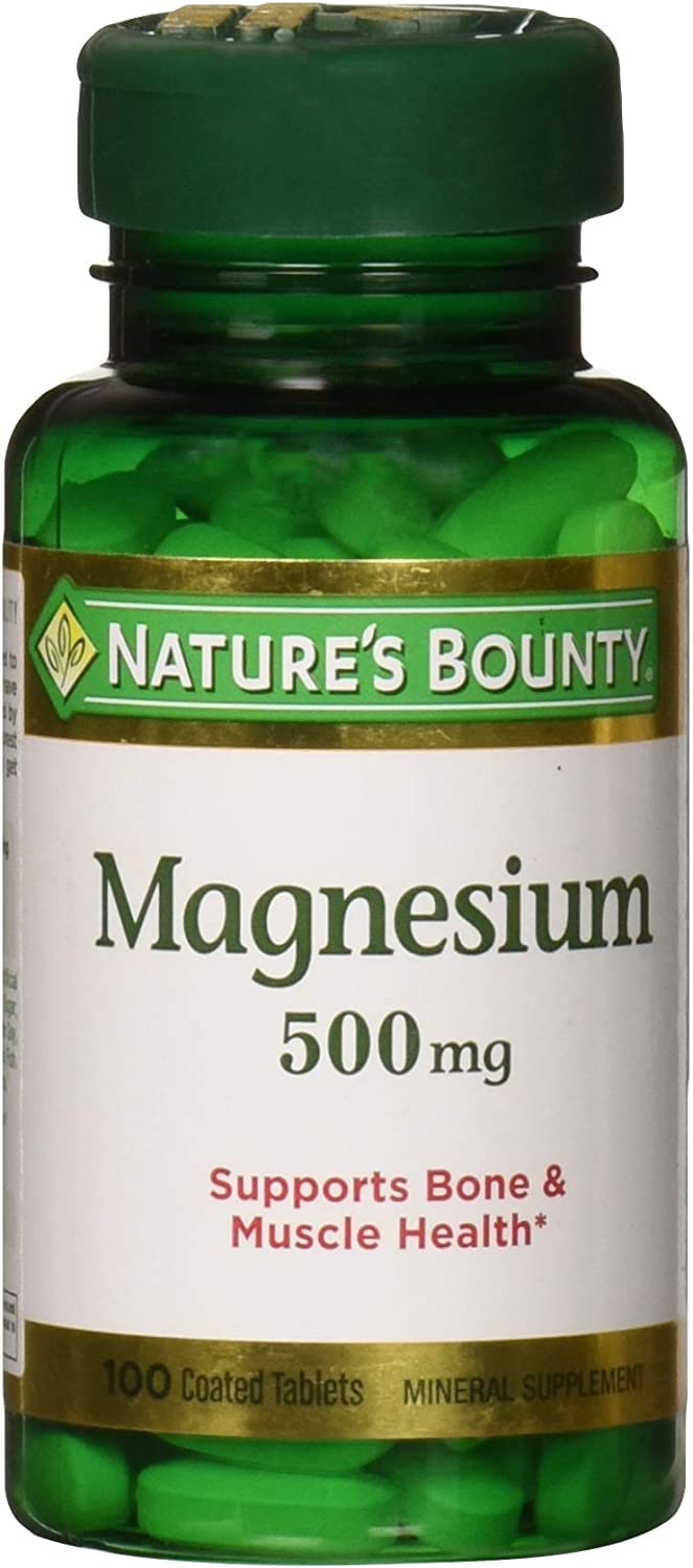 Nature's Bounty Magnesium 500 mg Coated Tablets, 300 Tablets