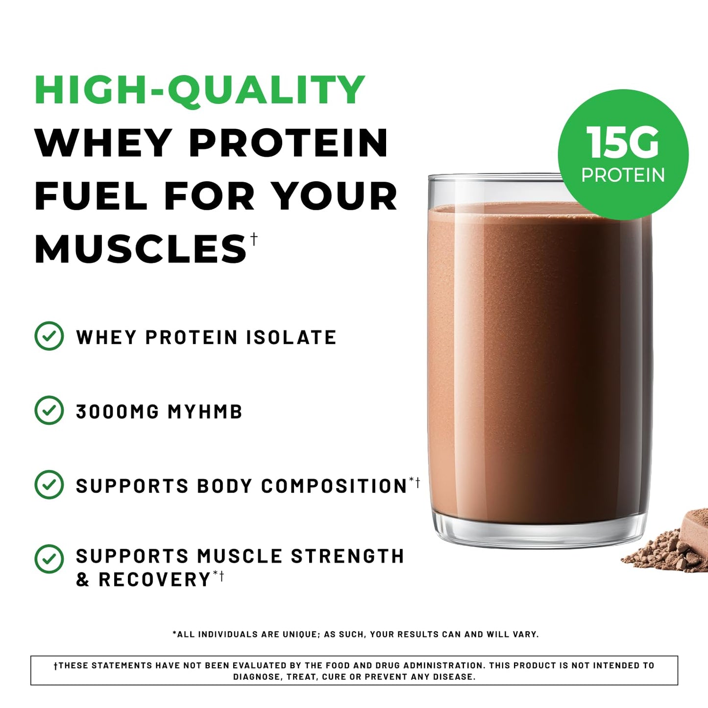 POWERLIFE Grass-Fed Whey Protein Powder with 3000 mg HMB, No Sugar Added, Non-GMO, Hormone and Antibiotic Free, 12 oz