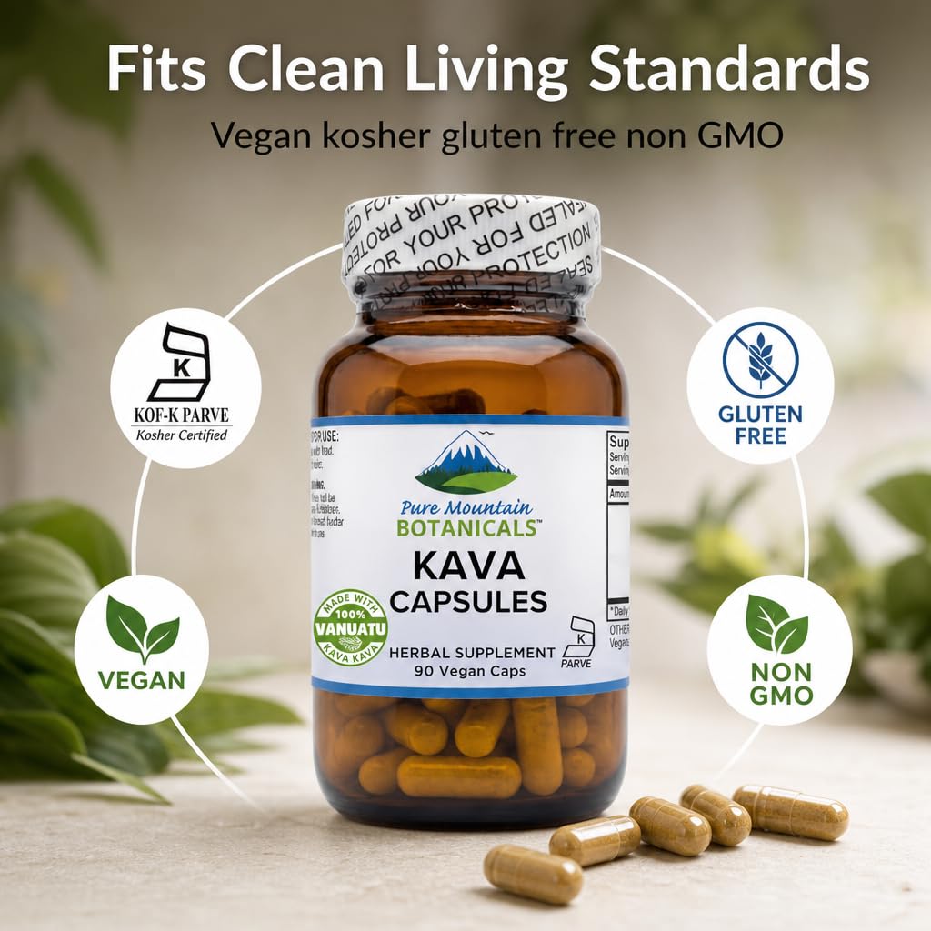 Pure Mountain Botanicals Kava Kava 400mg Capsules, 90 Capsules
