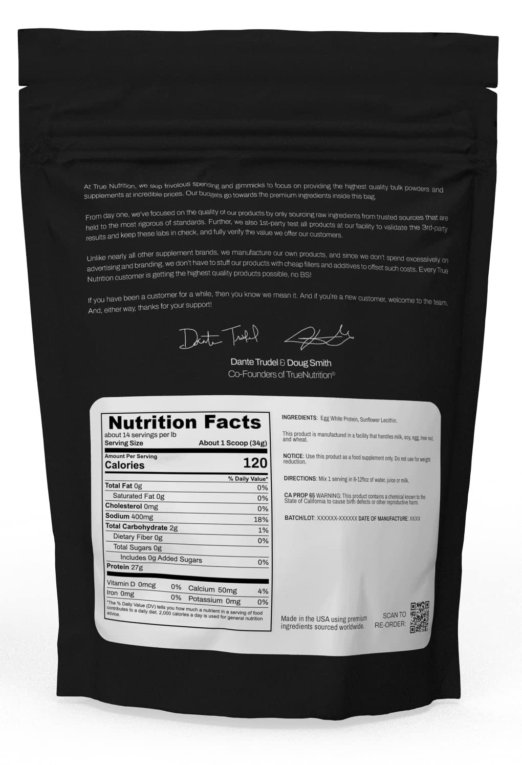 True Nutrition Egg White Protein Powder, Unflavored, 16