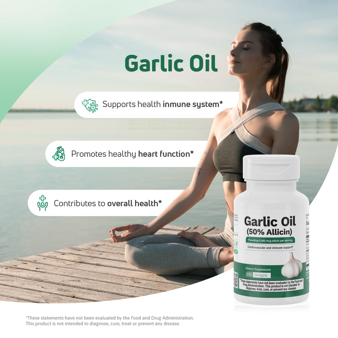 Nutra Nutrition Garlic Supplement 5000 mg Heart Circulation Support Capsule, 100 Count