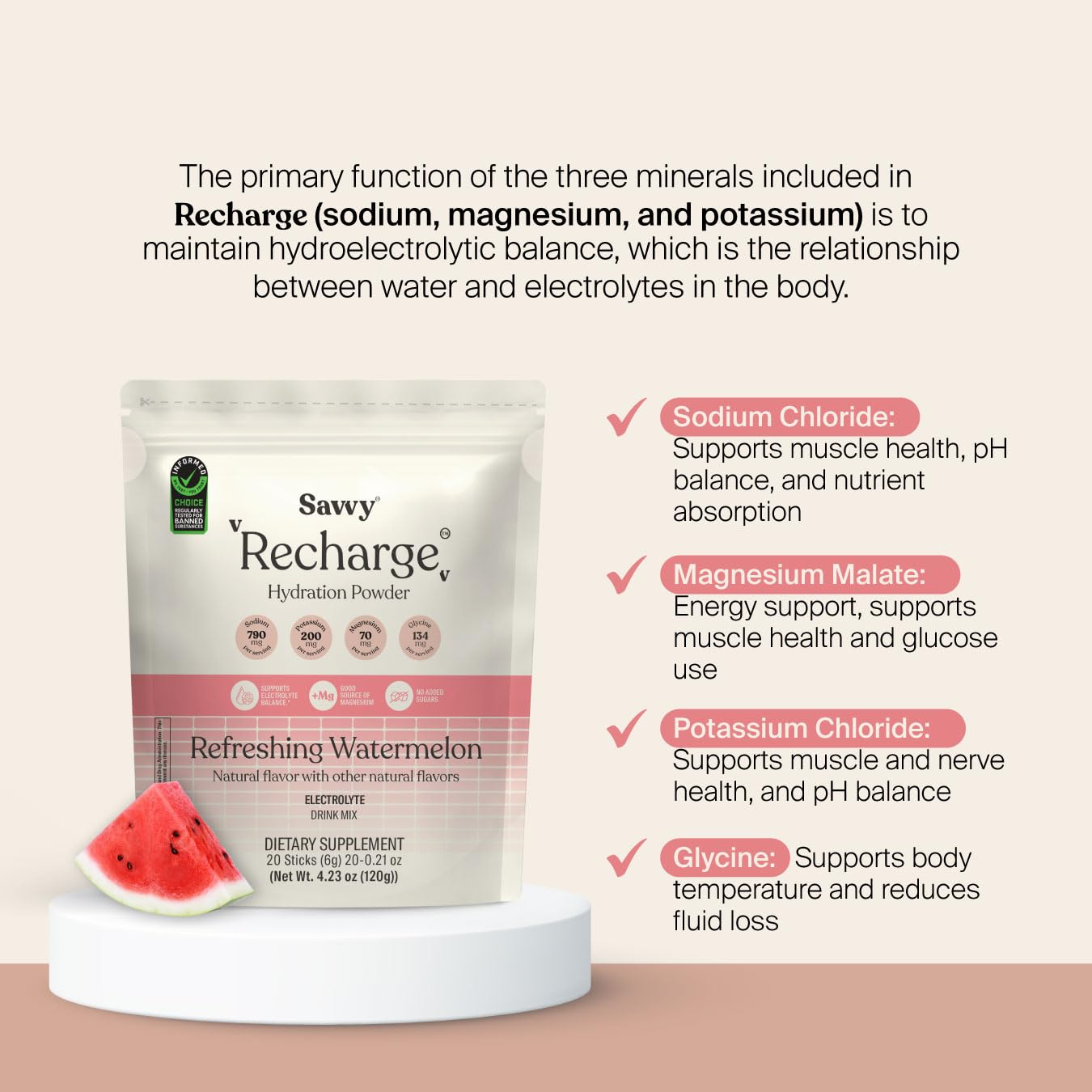 Savvy Recharge Electrolyte Powder, 20 Sachets