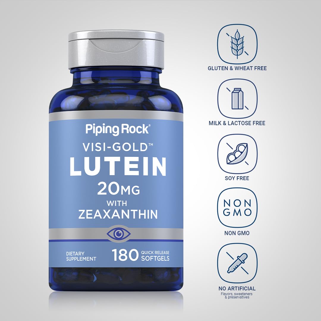 Piping Rock Lutein and Zeaxanthin Supplement 20mg Softgel, 180 Count