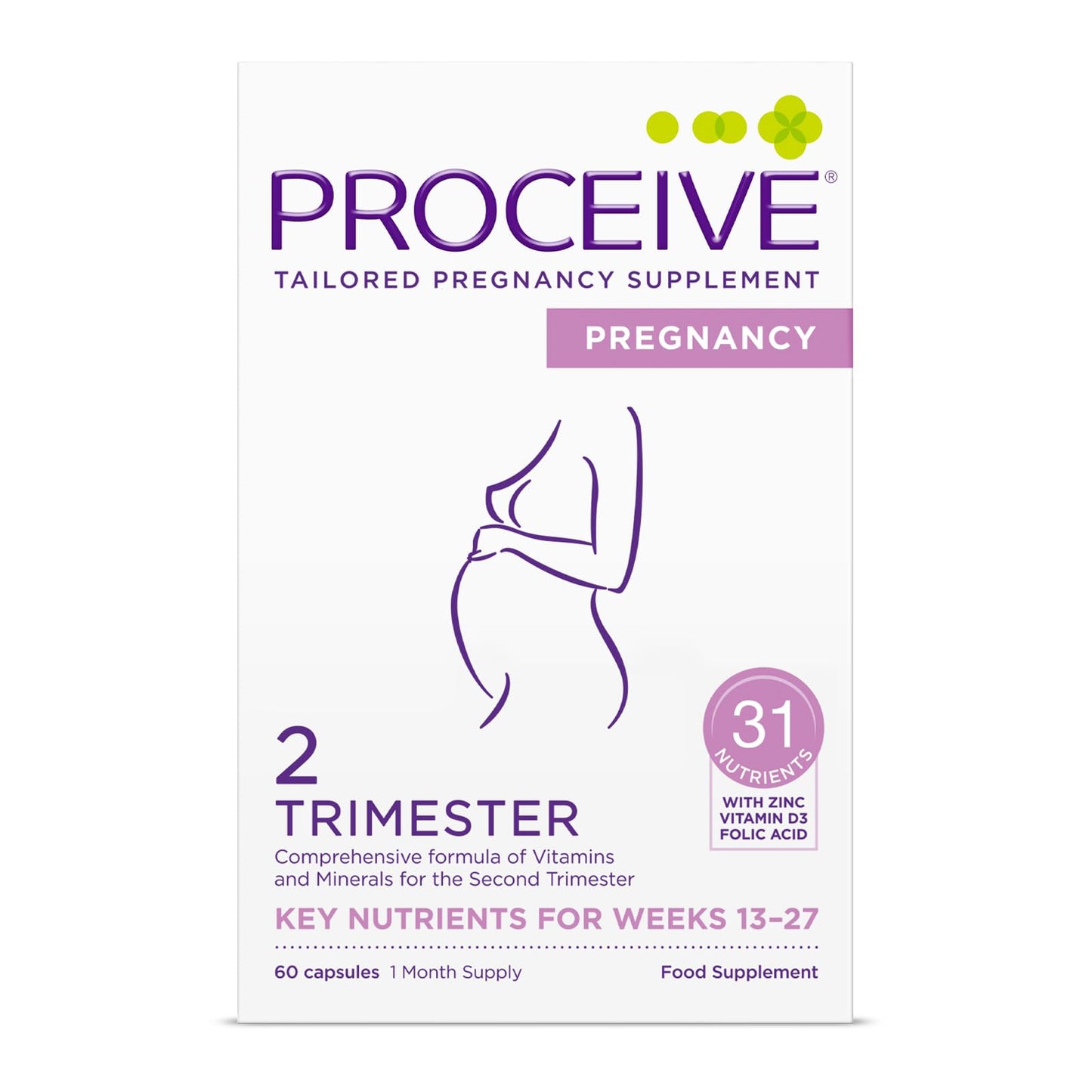 Proceive Trimester 2 Prenatal Vitamins for Women 60 Capsules