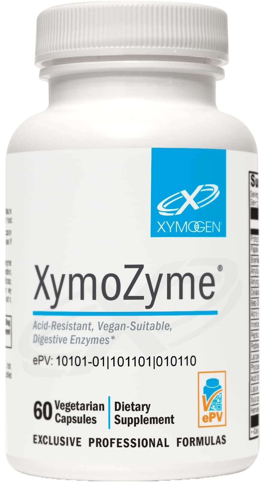 XYMOGEN XymoZyme Vegan Digestive Enzyme Supplement for Digestive Health Support Plant-Based Multi-Enzyme Formula Gluten-Free & Dairy-Free Capsules 60