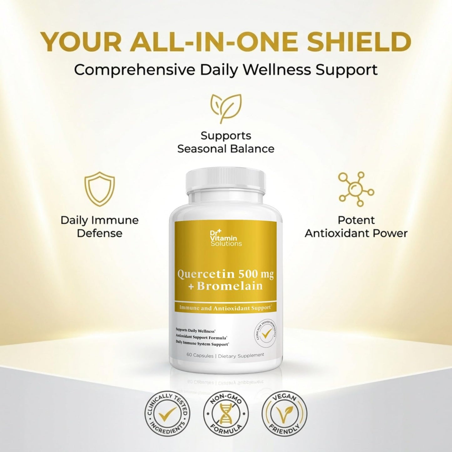 DR VITAMIN SOLUTIONS Quercetin with Bromelain 500mg Antioxidant for Immune & Seasonal Support Capsule, 60 Count