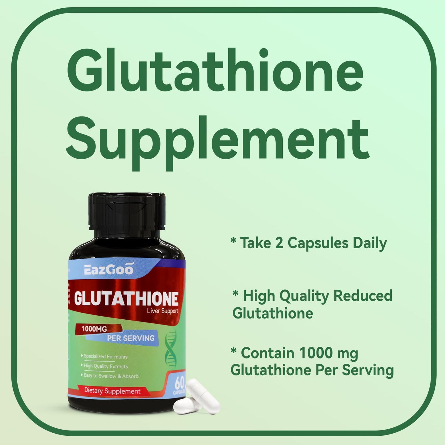 EAZGOO Glutathione Supplement 1000mg Capsule 60 Count