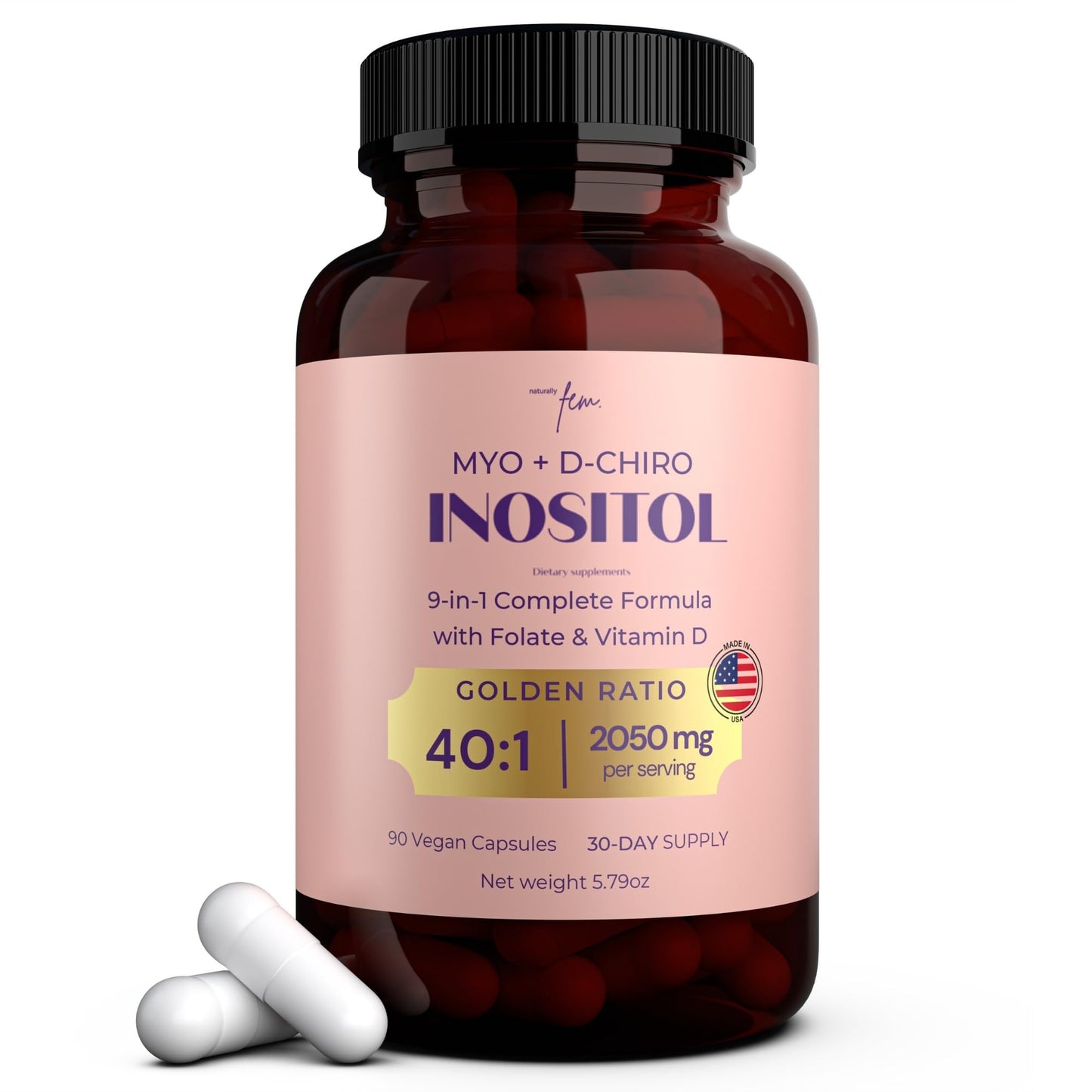 QSTA Myo-Inositol & D-Chiro Inositol Supplement Capsule 90 Count
