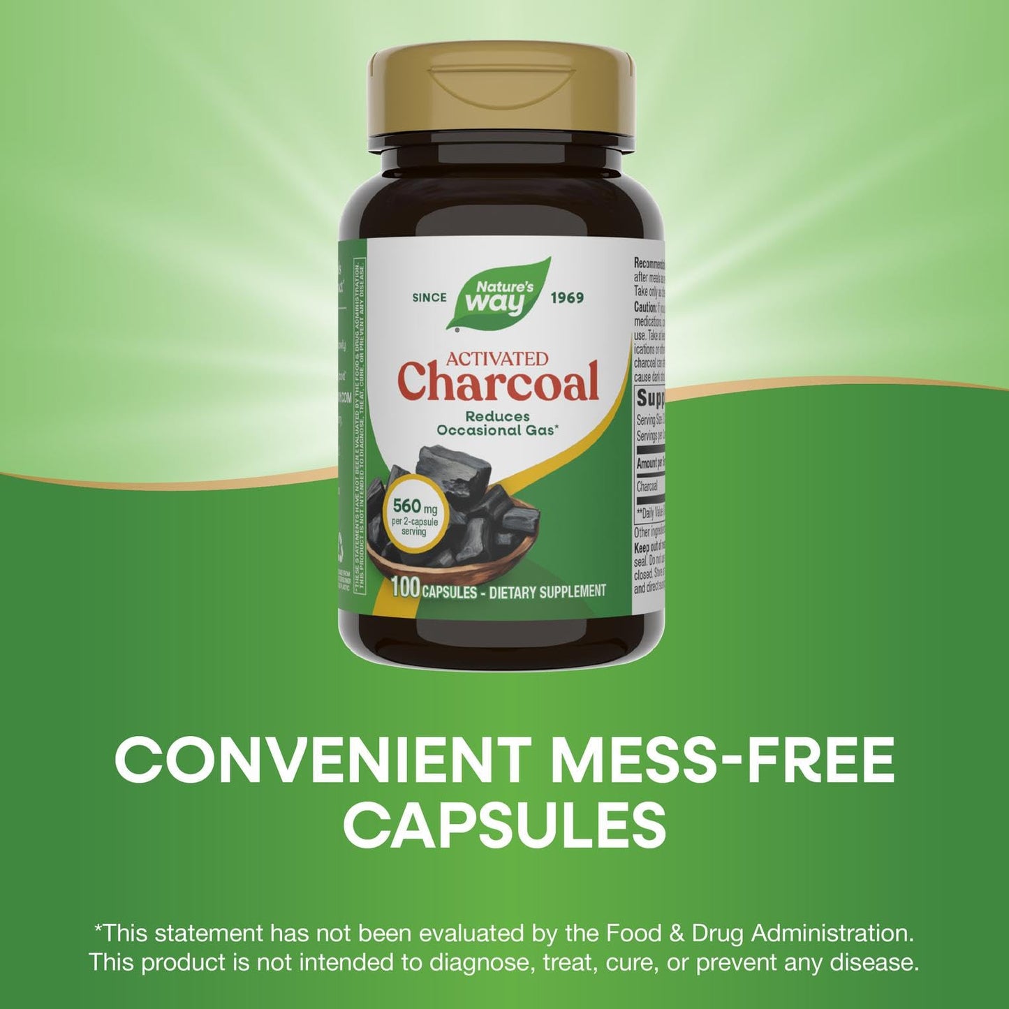 Nature's Way Activated Charcoal Supplement Capsules 100