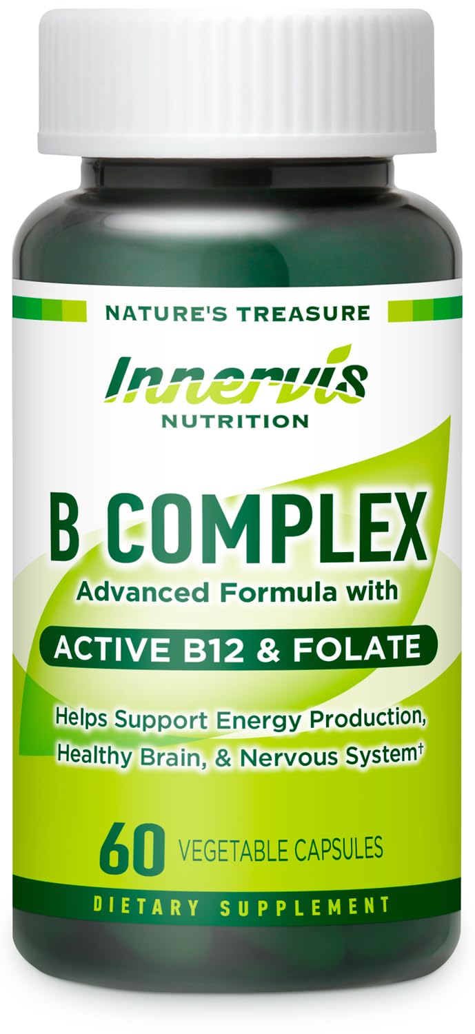 INNERVISNUTRITION Bioactive B Complex with Active B12 & Folate, 60 Vegan Capsules