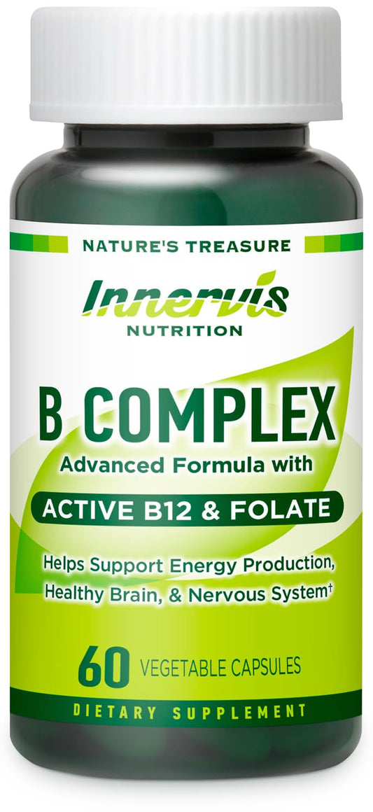 INNERVISNUTRITION Bioactive B Complex with Active B12 & Folate, 60 Vegan Capsules